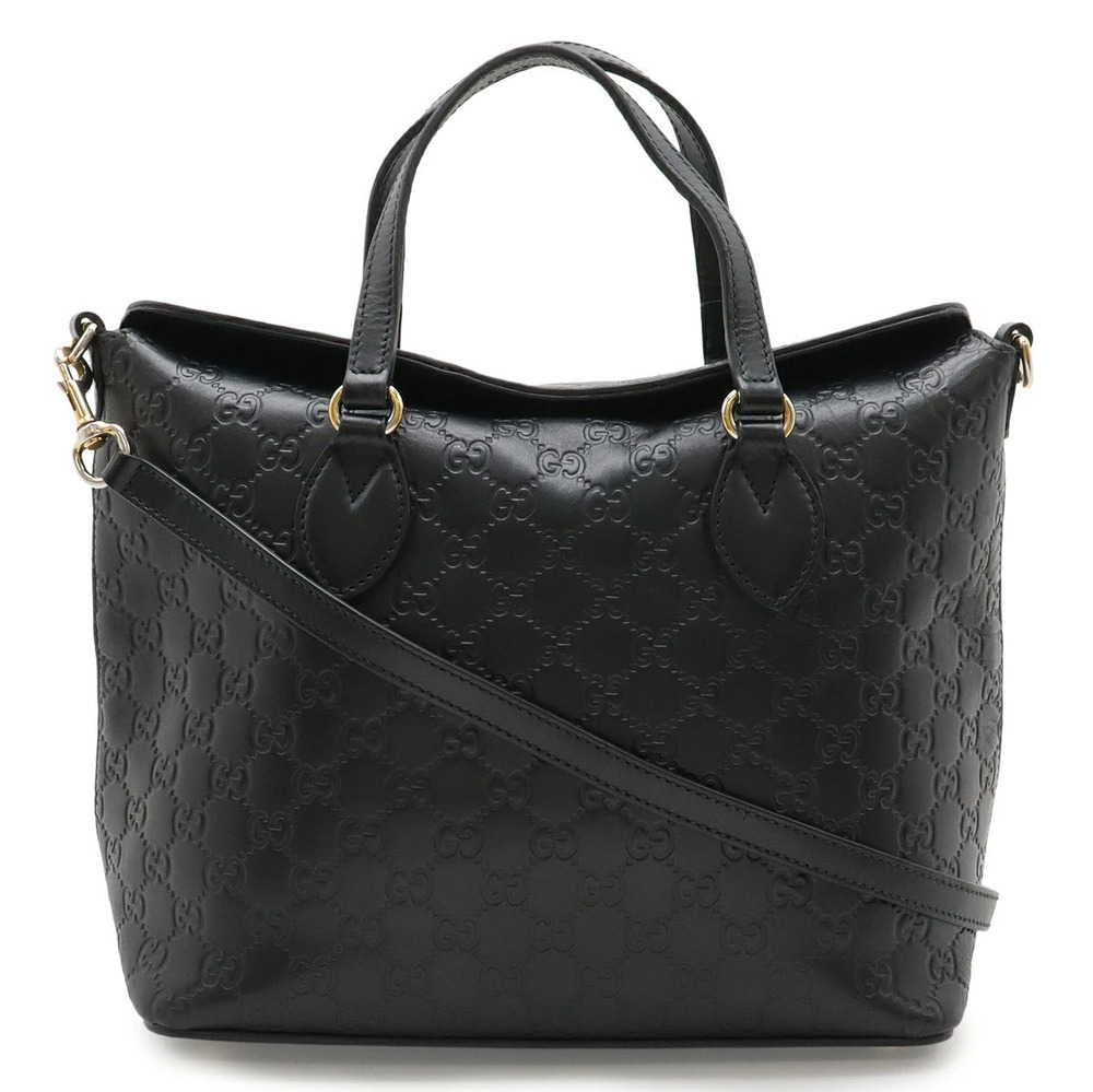 Gucci Guccissima Tote Bag 2way Crossbody Leather Black